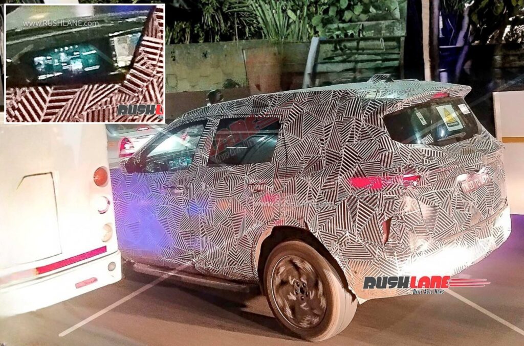Tata Safari test mule spied with triple-screen setup